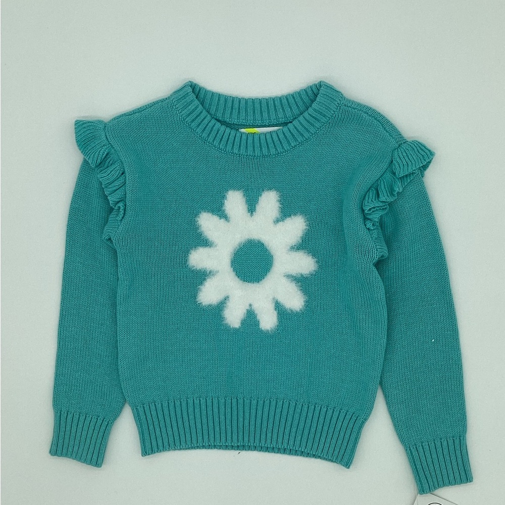 Epic Threads Teal Sweater with White Daisy NWT